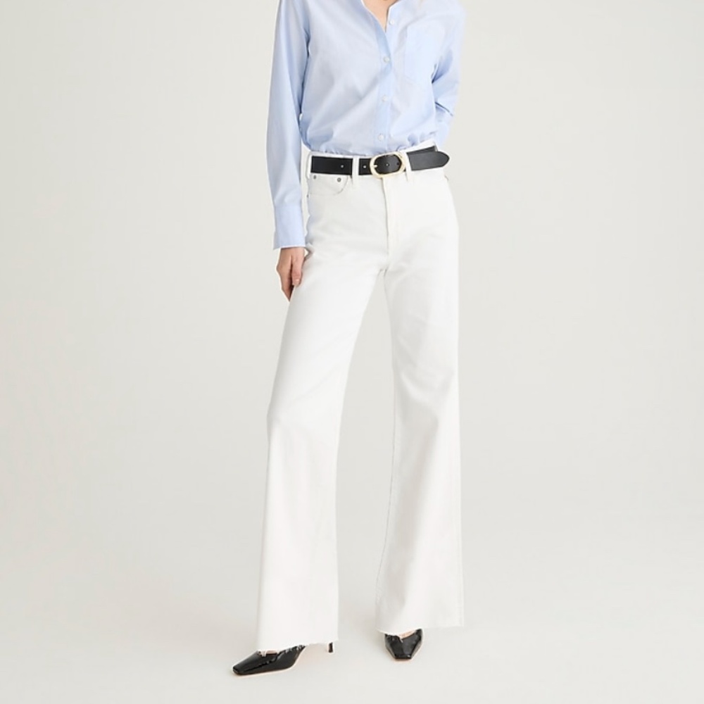 J. Crew Slim Wide Leg White Jeans
